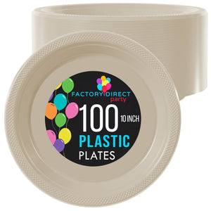 10 in. Ivory Plastic Plates | 100 Count