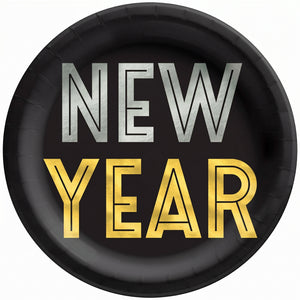 Bubbly New Year's Eve 8.5" Round Paper Plates