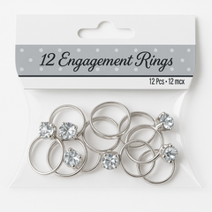 Silver Engagement Ring Favor Charms - Pack of 12