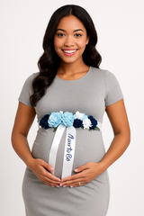 Blue Floral "Mom To Be" Bump Sash for Baby Shower