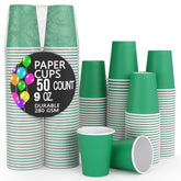 9 Oz. Emerald Green Paper Cups | 50 Count