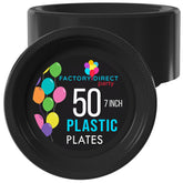 PMA - 7 In. Black Plastic Plates - 50 Ct.