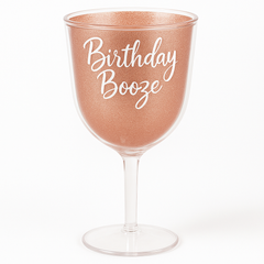 Blush Rose Gold Birthday Wine Goblet - 12 oz