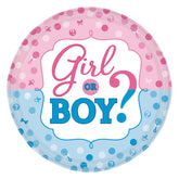 "Girl or Boy?" 10.5" Gender Reveal Paper Plates - 8 Pack