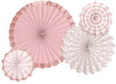 Blush Rose Gold Parasol Fan Decorations - 4 Pack