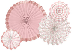 Blush Rose Gold Parasol Fan Decorations - 4 Pack
