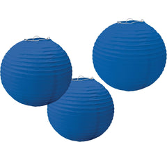 Royal Blue Paper Lanterns, 9.5-Inch, 3-Pack