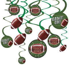 Football "Touchdown" Spiral Hanging Decorations - 12 Pack