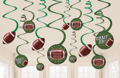 Football "Touchdown" Spiral Hanging Decorations - 12 Pack
