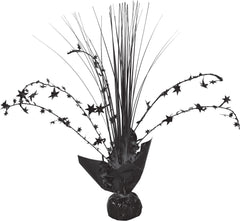 Black Metallic Tinsel Spray Centerpiece - 12" Table Decoration
