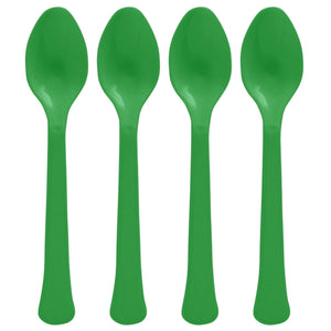 Festive Green Plastic Spoons - Solid Colors Collection - 7.5 in.