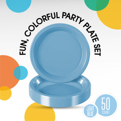 Little Gym - 9 In. Light Blue Plastic Plates | 50 Ct.