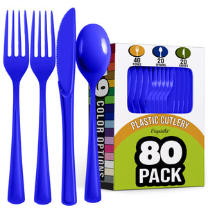 Royal Blue Heavyweight Plastic Cutlery Assortment - 7.5 in.
