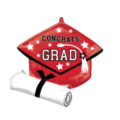 Class 101 - Congratulations Graduate Red Super Shape Foil Balloon