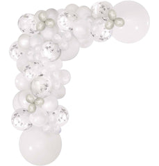 Class 101 - Round Transparent Confetti Latex Balloon Garland Arch Kit, Gold/Silver/White, for Wedding/Birthday Party