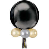 Class 101 - Round Pearl Foil & Latex Balloon Chandelier, Black/Gold, 16x26-in, 16-pk, for Birthday Party