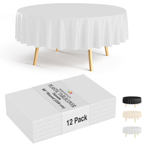 12pack Premium 90" Round White Table Cover