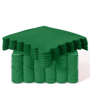 Emerald Green Scallop Beverage Napkins - 4.75 In. X 4.75 In. | 50 Ct.