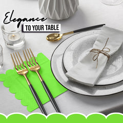 Lime Green Scallop Beverage Napkins - 50 Ct.