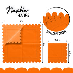 Orange Scallop Beverage Napkins - 50 Ct.