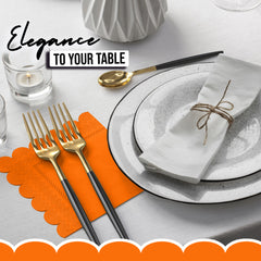 Orange Scallop Beverage Napkins - 50 Ct.