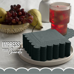 Silver Scallop Beverage Napkins - 50 Ct.