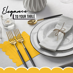 Yellow Scallop Beverage Napkins - 50 Ct.