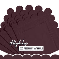 Brown Scallop Beverage Napkins - 50 Ct.