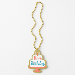 Happy Cake Day Beaded Necklace with Birthday Cake Pendant