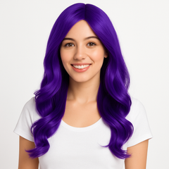 Glamorous Purple Long Wig - Perfect for Team Spirit & Everyday Style