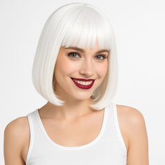 Stylish White Long Bob Wig - Perfect for Team Spirit and Everyday Fun