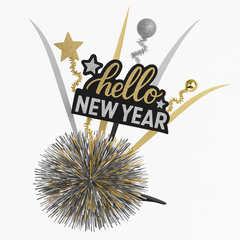 "Hello New Year" Tinsel & Glitter Hair Fascinator