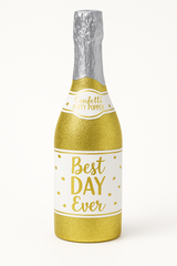 "Best Day Ever" Gold Glitter Champagne Bottle Confetti Popper