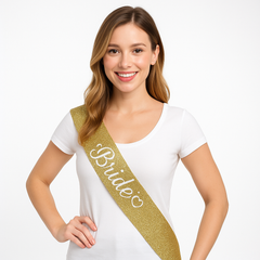 Elegant Bride Gold Glitter Sash for Weddings and Bachelorette Parties