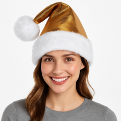 Deluxe Golden Tinsel Santa Hat