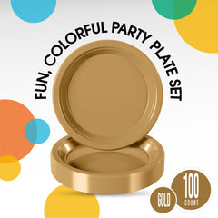9 In. Gold Plastic Plates | 100 Count