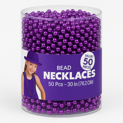 Purple Bead Necklaces - 50 Pack
