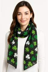 St. Patrick's Day Shamrock Scarf - Black & Green