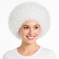 White Curly Team Spirit Wig