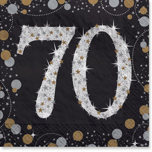 Sparkling Celebration 70th Birthday Beverage Napkins - 5 In. X 5 In.