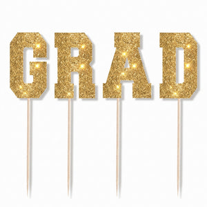 Gold Glitter GRAD Cupcake Picks