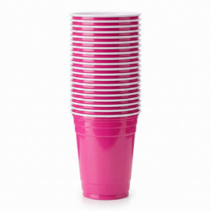 Bright Pink 12oz Plastic Party Cups - 50 Pack