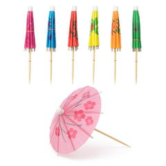 Multicolour Parasol Cocktail Picks - 100 Pack