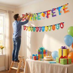 Multi-Coloured "Bonne Fête" French Birthday Banner Kit