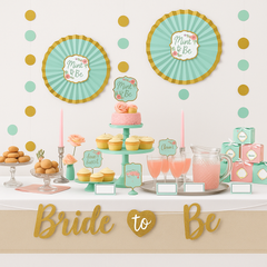 Mint & Gold Wedding Buffet Table Decorating Kit - 23 Pieces