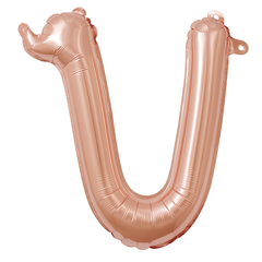 Rose Gold Script Letter "V" Balloon - 8-inch Foil, Air-Filled