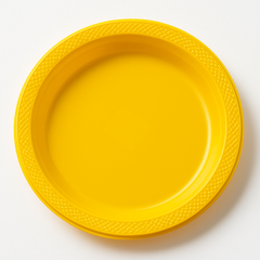 Vibrant Yellow 10.25" Round Plastic Dinner Plates - 20 Pack