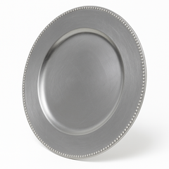 Premium Silver Plastic Charger Plates - 13" Round, Set of 4