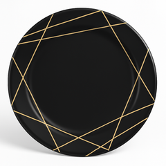 Elegant Black & Gold Geometric Dinner Plates - 10.25", 20 Pack