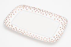 Elegant Rose Gold Polka Dot Serving Tray - 11" x 18"